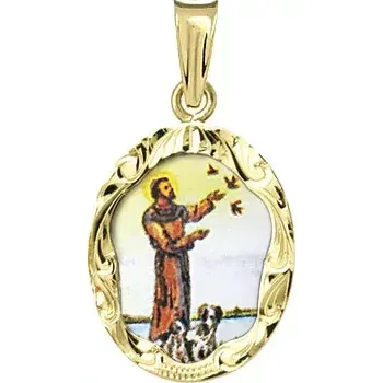 Přívěsek Aljančič Svatý František z Assisi medailonek gravírovaný 179R zlato