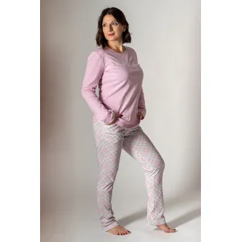 Dámské pyžamo FAVAB Dámské pyžamo s dlouhými rukávy MIYA růžové I potisk Mašle Velikost výrobku: XL