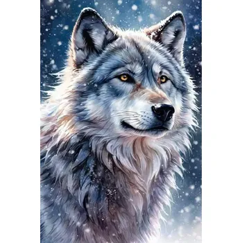 Diamantové malování Diamantové malování - Vlk v zimě (50x70)