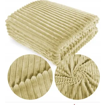 Prostěradlo Přehoz/deka na postel s reliéfním vzorem proužků 160x200 cm světle béžová