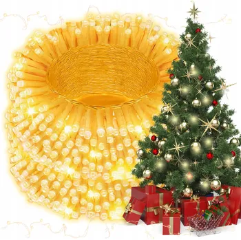 Vánoce VÁNOČNÍ OSVĚTLENÍ NA STROMEČEK 500 LED 50m Vánoční Žluté Teplé Světýlka Venkovní