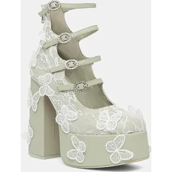 Dámské lodičky Lodičky Koi Footwear Wild Lotus Butterfly Lace Platform Heels DBP47 zelená 07X, EUR 41
