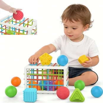 ELASTICKÁ SENZORICKÁ KOSTKA TŘÍDIČ AKTIVIZUJÍCÍ VZDĚLÁVACÍ STAVEBNICE