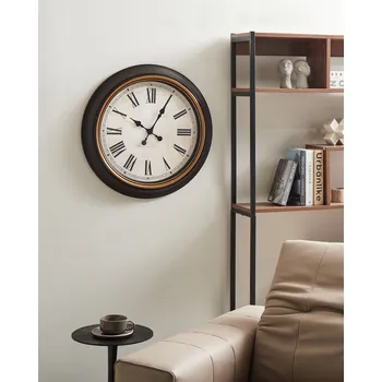 Nástěnné hodiny Černý syntetický rám 63 cm Lakovaný povrch Kulatý tvar Klasický design Doplňky do domácnosti Dekorace Obývací pokoj Ložnice Beliani
