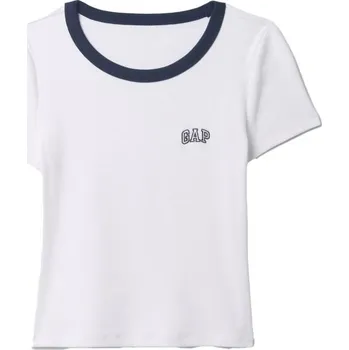 Dámská móda Dámské tričko GAP SMALL LOGO RINGER L Bílá, Tmavě modrá