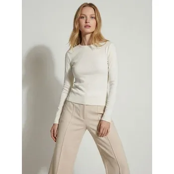 Sinsay - Bavlněné tričko s&nbsp;dlouhými rukávy - krémová - 539HA-01X - 539HA-01X-XXL