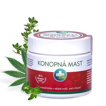 Masážní přípravek KONOPNÁ MAST URČENÁ K MASÁŽÍM PRO UVOLNĚNÍ SVALOVÉHO NAPĚTÍ