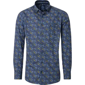 Pánská košile Velká pánská vzorovaná košile s dlouhým rukávem Redmond 252035111-100 tmavě modrá (6XL)