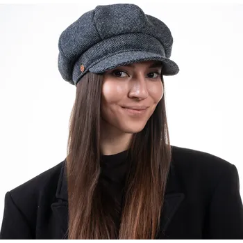 Čepice 8-dílna bekovka od Mayser - Coco Tweed Newsboy Cap - modrý tvíd Velikost: 57 cm (M)
