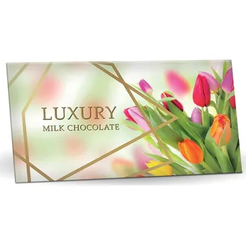 Čokoláda Selllot Sweet Snack Mléčná čokoláda s mandlemi a malinami motiv Tulipány 175g