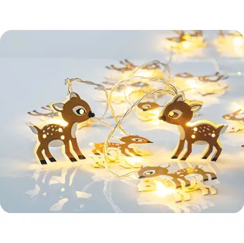 Vánoční dekorace LED řetěz Bambi, kovový, 1.35m, 10LED, 3xAA, teplá bílá, bez funkcí, transparentní kabel [XMDEER102A]
