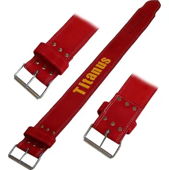 Opasek na cvičení TITANUS opasek Powerlifting jednoduchá přezka (červená) XL