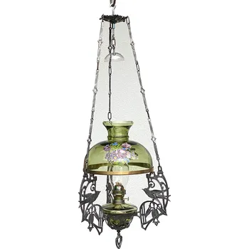 Petrolejová lampa Závěsná petrolejová lampa - Ptáček - Lesní zelená - obtisk | 64295
