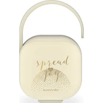 klip na dudlíky Suavinex SAUVINEX Krabička na dudlík JOY HEART - krémová