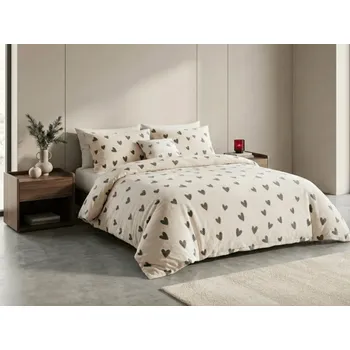 Povlečení Mikroplyšové povlečení HEARTINO krémové Rozměr povlečení: 70 x 90 cm | 140 x 220 cm