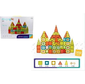 ostatní stavebnice Mamido Barevná magnetická stavebnice 102 dílů MT1516