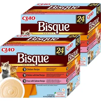 Krmivo pro kočku INABA Cat Ciao Bisque - Krémová polévka s kuřecím, hovězím a rybím masem 2x(24x40g)
