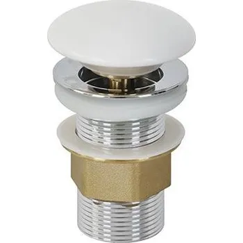 Sifon Bathco 0212MT-Umyvadlová výpusť bez přep. CLICK-CLACK pr.6cm les. chr./mat. bílá