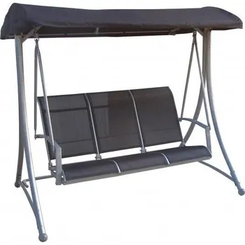 Zahradní houpačka Kovová venkovní houpačka na zahradu / terasu, naklápěcí stříška, šedá