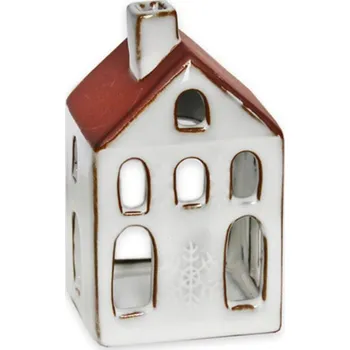 Vánoční svícen KLIA Domeček svícen porcelán V10,7cm béžová