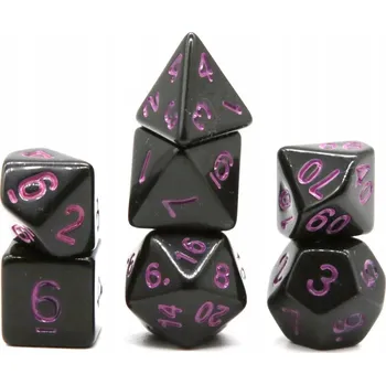 Příslušenství k deskovým hrám ČERNO-FIALOVÁ SADA 7 KOSTEK PRO RPG HRY