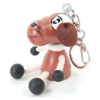 HNĚDÝ PEJSEK – ručně malovaná dřevěná klíčenka