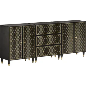 přebalovací pult a komoda Odkládací skříňky 3 ks 60x33x75 cm masivní mangovníkové dřevo Černý 3206312