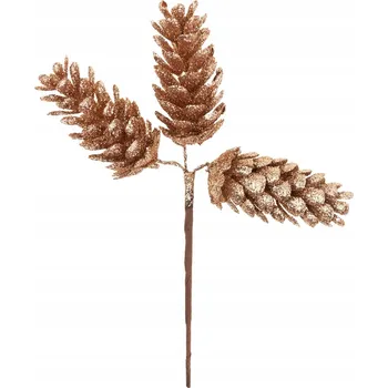 Vánoční dekorace ŠIŠKY ŠIŠKA NA DRÁTKU 3 ks. ZLATÁ NA VÁNOČNÍ STROMČEK K DEKORACI