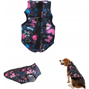 Moto bunda Hřejivá vesta/bunda pro psy a kočky na zimu - ČERNÁ s hvězdami - Velikost S