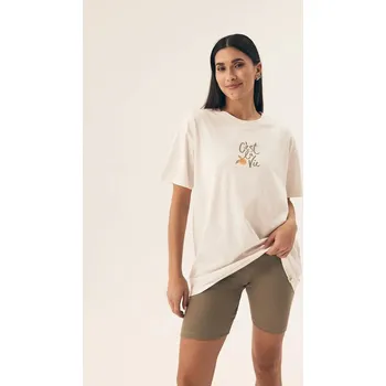 Dámské pyžamo HENDERSON Dámské krémové pyžamo s potiskem - bavlna HENDERSON LADIES, krém M i384_15027380