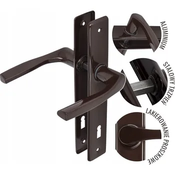 Dveřní kování KLIKA KE DVEŘÍM 90 mm NA KLÍČ HNĚDÁ ADGO