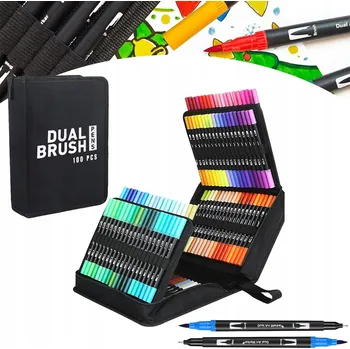 100x DVOJITÉ AKVARELOVÉ POPISOVAČE ŠTĚTCOVÉ PERA SADA