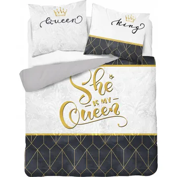 Povlečení Povlečení 160x200 She is my Queen bílé černé Holland