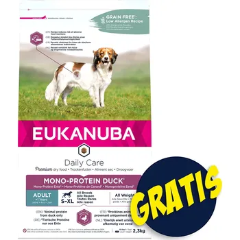 Krmivo EUKANUBA Daily Care Adult Mono Protein Duck 2,3 kg+Pochoutka Rasco Premium kuřecí plátky 80 g