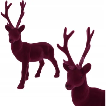 Vánoce Burgundský sob vánoční figurka ozdoba dárek pod vánoční stromeček 28x20 cm