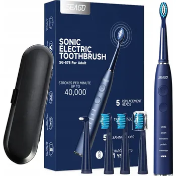 Elektrický zubní kartáček Sonický kartáček na zuby + 5 náhradních hlavic + pouzdro