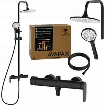 Sprchový set Sprchový sloup s černou baterií, nastavitelný tryska do sprchového koutu AVAPAX