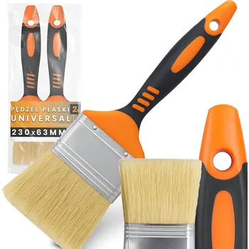 Malířský štětec 2x PLOCHÝ ŠTĚTEC 63 mm UNIVERZÁLNÍ MALÍŘSKÝ na Stěny Dřevo Laky Barvy Z1-T