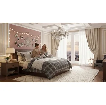 Povlečení Sada povlečení na peřinu 3 ks Šedobílá kostka 100% bavlna Moderní ložnice 220x200 cm