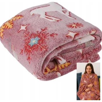 deka VÁNOČNÍ DEKA SVÍTÍCÍ VE TMĚ 150x200 SOB RUDOLF, SILNÁ TEPLÁ DEKA 2M