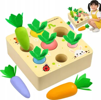 Dřevěná hračka DŘEVĚNÁ DOVEDNOSTNÍ HRA MONTESSORI MRKVE PRO DĚTI DÁREK