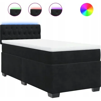 Postel Kontinentální postel černá 200x100x100,5 cm s LED osvětlením