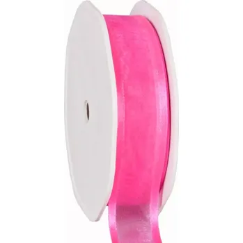 Stuha Organza se saténovým lemem 25 mm x 25 m fuchsiová