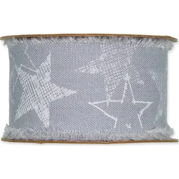 Stuha Potištěná bavlněná stuha s hvězdami modrá 40mm x 3m