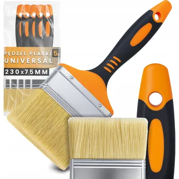 Malířský štětec 5x PLOCHÝ ŠTĚTEC 75 mm UNIVERZÁLNÍ MALÍŘSKÝ na Stěny Dřevo Laky Barvy Z1-T