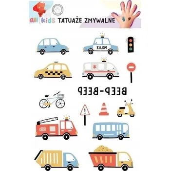 Odstranitelné tetování Smyvatelné tetování pro děti - Vozidla 15x10 cm