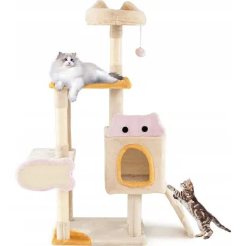 Víceúrovňové škrabadlo pro kočky Škrabadlo s kočičím motivem