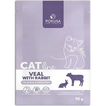 Krmivo pro kočku POKUSA KRMIVO SUCHÉ KRMIVO PRO KOŤATA CATLINE TELECÍ S KRÁLÍKEM KITTEN 70G