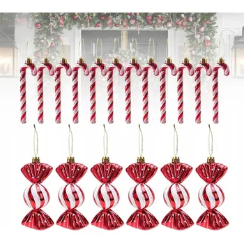 Vánoční dekorace VÁNOČNÍ BONBÓNY LÍZÁTKA TYČINKY NA STROMEČEK CANDY CANES 18 KS