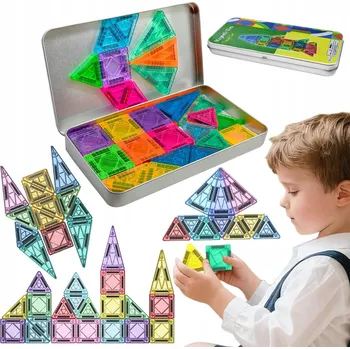 ostatní stavebnice MINI STAVEBNICE MAGNETICKÉ KONSTRUKČNÍ DLAŽDICE 36el Rainbow Magnetic Tiles